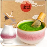 Goodwei Teeservice Matcha-Set "Kiku" 80 mit Teeschale, Matchabesen und Besenhalter (4-tlg), 1 Personen, Keramik, handgearbeitet