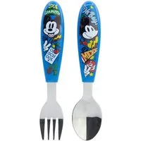 Disney Mickey Mouse Kinderbesteck Set 2-teilig – Löffel & Gabel mit Motivgriffen (2-tlg), 1 Personen