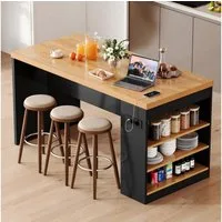 i@home Bartisch Kücheninsel (Kücheninsel LED Beleuchtung, mit Ablagen Steckdose, 1-St., Esszimmer offene Wohnräume, App steuerbar), Küchenblocks, 155x80x90