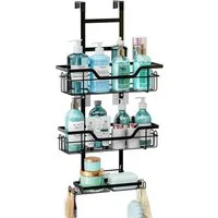 SURFOU Duschregal Duschablage zum Hängen – 3-stufiger Duschkorb mit Seifenhalter & Haken, Duschablage Ohne Bohren, Duschregal Ohne Bohren, Praktischer Hangeregal fur Glasturen, Badezimmer Organizer, Rostfrei Hange Organizer fur Rahmenlos Glastur, Sha