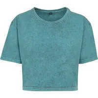 Build Your Brand Rundhalsshirt Damen Acid Washed Cropped Tee