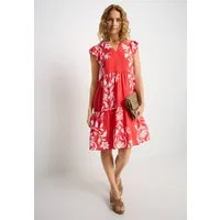 LASCANA Sommerkleid mit Blumenprint und süßen Flügelärmeln, Sommerkleid, Strandkleid