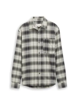 Denim Tom Tailor - Relaxed Fit Hemd mit Karomuster coal grey green check - Gr. - XXL