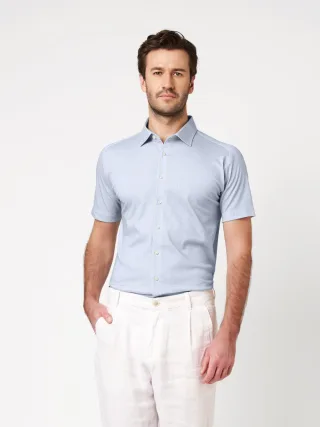DESOTO - Casual Kent 1/2 light blue oxford - Gr. - L