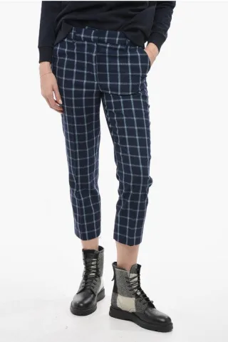 Woll-Mix COMFORT Hose mit Karomuster in Blau