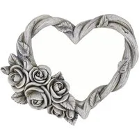 matches21 HOME & HOBBY Dekofigur Grabschmuck Herz mit Rosenranke Grabdeko grau 14,2 cm (1 St)