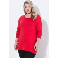 MIAMODA T-Shirt T-Shirt Komfort Fit Pailletten Ärmel CutOuts