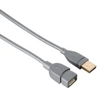 Hama 5m USB-Verlängerung Verlängerungs-Kabel Grau USB-Kabel, USB Typ A, USB Typ A (500 cm), USB 2.0, geschirmt, robuste Stecker, für PC, Tastatur, Drucker etc.