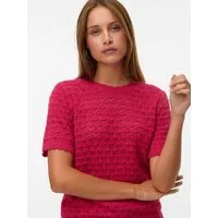 Vero Moda Stricktop VMJAQUELINE SS O-NECK TOP BOO mit zartem Muster
