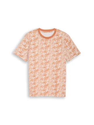 Denim Tom Tailor - T-Shirt mit Palmenprint orange stripy palm print - Gr. - S