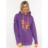 Zwillingsherz Hoodie "SMILE" große Stickerei, gestreifte Bündchen, Fronttasche, Kapuze