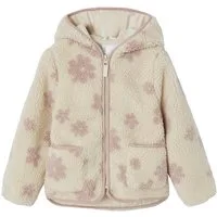 vertbaudet Blouson Mädchen Teddyfleece-Jacke Teddyflecee, Blumenmuster