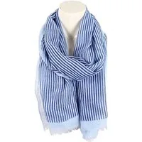 VewoTex Modeschal Sommer Damen Schal » Maritime Streifen 180 x 70 cm, (Einzelner Schal, 1-St. Kein Set), leichter Sommerschal » Halstuch mit blauen Streifen » Damenschal weich