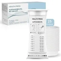 Health Press Spucktuch Auffangbeutel – Brechbeutel 1000 ml, (25-tlg), mit Mundstück
