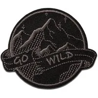 Mono-Quick Aufnäher, Polyester, Go Wild Schwarz - Aufnäher, Bügelbild, Aufbügler, Applikationen, Patches, Flicken, zum aufbügeln, Größe: 5,5 x 6,5 cm