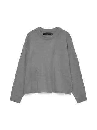 VERO MODA - VMBOOM LS O-NECK PULLOVER BOO Medium Grey Melange - Gr. - XL