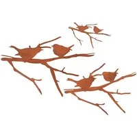 UNUS GARDEN Gartenstecker Roststecker Vögel auf Ast rostig 3er Set