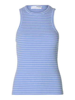 SELECTED WOMEN - SLFANNA O-NECK STRIPED TANK TOP NOOS cornflower blue - Gr. - XS