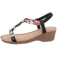 Ital-Design Damen Freizeit Keilsandalette (86016735) Keilabsatz/Wedge Keilsandaletten in Schwarz