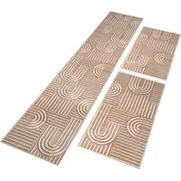 OTTO home Bettumrandung Lyssandra, Höhe 8 mm, (3-tlg), 3D-Effekt, softer Kurzflor, pflegeleicht, leichter Glanz, Scandi-Look