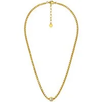BS Schmuckdesign Kette mit Anhänger Halskette Damen Venezianerkette mit Kristall 18K vergoldet (inkl. Geschenkbox), 18K vergoldet