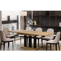 Endo-Moebel Esstisch Appia Esstisch 130–210cm ausziehbar für 8 Personen Tischbeine schwarz, Ausziehbar 130-210 cm (2x40 cm), Platte 36mm, 3 Beine, schwarz matt