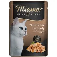 Miamor Feine Filets mit Thunfisch in Lachsjelly Pouch 100 g - 24 Stück, Nassfutter für: Katze