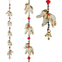 Marrakesch Orient & Mediterran Interior Hängedekoration Boho Dekohänger Elefantenzauber handgefertigt aus Textil in Weiß 80 cm