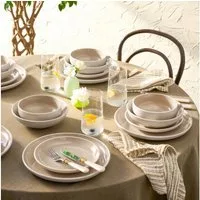 Karaca Geschirr-Set Karaca Abby 24-teiliges Geschirrset für 6 Personen, Creme (24-tlg), 6 Personen, Steinzeug