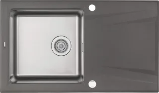 Neuesbad Granit-Edelstahlspüle 860x500x220, Anthrazit Metallic, mit SPACE SAVER NB1DEZSRT1131