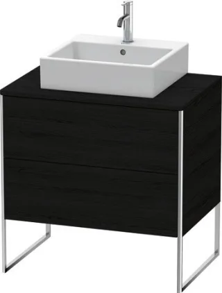 Duravit XSquare Konsolenwaschtischunterbau bodenstehend Eiche Schwarz Matt 800x548x778 mm - XS492001 XS492001616
