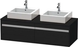 Duravit Ketho Konsolenwaschtischunterbau wandhängend Eiche Schwarz Matt 1400x550x426 mm - KT6697B161 KT6697B1616