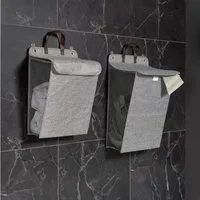 Gravidus Wäschesack 2er Set Wäschesammler mit Deckel in Grau aus Baumwolle und Kunststoff