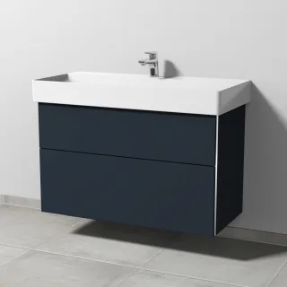 Sanipa 3way Waschtischunterbau zu Duravit Dura Square Waschtisch mit 2 Auszügen, Marine-Matt BP4271R
