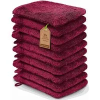 NatureMark Waschhandschuh 10er-Set Frottier Waschhandschuhe, 100% Baumwolle (10-St), Premium Frottier Waschhandschuhe, 15x21cm, Bordeaux rot