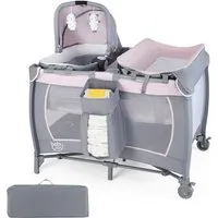 COSTWAY Baby-Reisebett, 1-tlg., Laufstall, Babybett mit Babywiege, Wickeltisch, Matratze