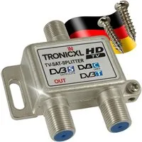 TronicXL SAT-Verteiler Sat Splitter 2-fach Antennen Verteiler Weiche Splitter Kabelfernsehen, F-Kupplungen