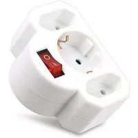 HEITECH HEITECH Multisteckdose mit Schalter, horizontal, 16 A, weiß Mehrfachsteckdose