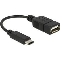 USB 2.0 Adapter, USB-C Stecker > USB-A Buchse schwarz, 15cm