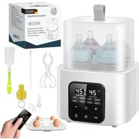 FOSMET Babyflaschenwärmer 2026 Modell 9-in-1 Babyflaschenwärmer Sterilisator 4 Flaschen BPA-frei, 60-240ml Flaschen, 100 °C Dampfst­erilisation, Fernbedienung