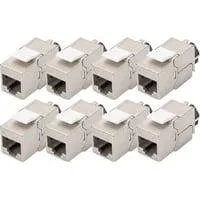 Cat.6a Keystone-Modul, geschirmt silber, 8 Stück, mit intelligentem Kabelmanager