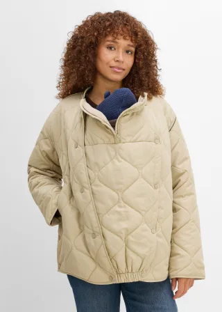 bonprix 3-in-1 Ultraleichte Umstands-Steppjacke mit Trageeinsatz (2-tlg. Set), beige, Gr.48, Leichte Umstandsjacke mit Babytrageeinsatz