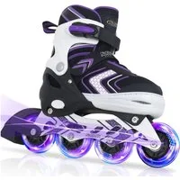 Nattork Inlineskates für Kinder, verstellbar in 4 Größen, ideal für Anfänger, Leuchtende Inline Skates für Mädchen, 32-36 EU / 205-230 mm