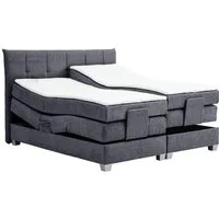 M-Punkt24 Boxspringbett ADRIA (140x200 cm, Boucle Anthrazit), Mit Motor inkl. Matratze und Topper