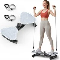 MERACH Multitrainer Twist Waist Disc Board, Bauchmuskel-Trainingsgerät, (mit verstärktem Kordelzug, Twist-Fit Drehscheibe, Massage-Fußsohle, 1-St., bis 136kg mit hochwertigen Zugseilen, Fußmassage, Bauchtrainer), rutschfester, geräuschloser Heimtrain