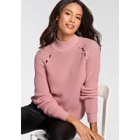 Melrose Stehkragenpullover mit Cut-Outs und Knopfdetails
