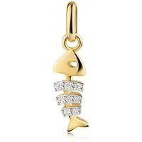Firetti Kettenanhänger Schmuck Geschenk Gold 333 Halsschmuck Anhänger Fisch, mit Zirkonia (synth)