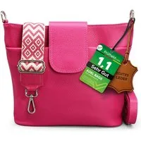 Adel Bags Schultertasche SARA Umhängetasche für Damen, Schultertasche aus Echtleder (Test SEHR GUT, Note 1.1), 20 Farboptionen, Hergestellt in Italien, mit 2 Riemen