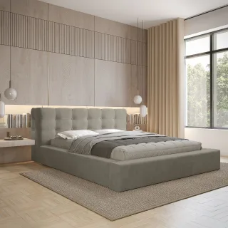 Polsterbett Doppelbett ANTONIO Komplettset 160x200cm in Stoff Ditra Graubeige