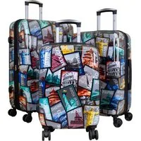 Trendyshop365 Hartschalen-Trolley City bunter Motivoffer 3 Größen Städte Mix, Zahlenschloss, Polycarbonat, Dehnfalte
